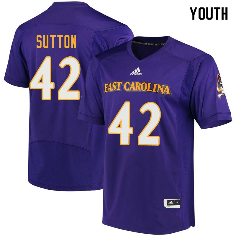 Youth #42 Devon Sutton East Carolina Pirates College Football Jerseys Sale-Purple - Click Image to Close